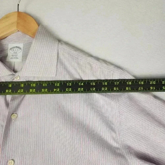 Brooks Brothers Mens Regent Dress Shirt Sz 16 4-5 Non Iron Red Blue Pinstripe - Picture 13 of 16